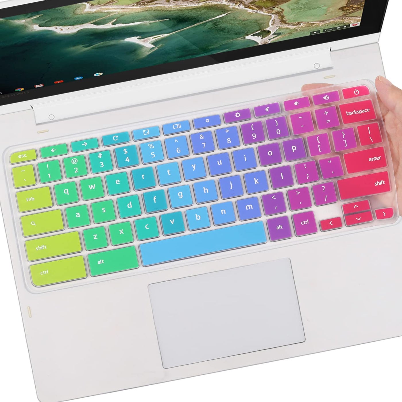 Keyboard Cover for Lenovo Chromebook Flex 3 11", Lenovo Chromebook C330 11.6", Lenovo 11.6" 300e Chromebook 81H00000US,Chromebook N20 N21 N22 N23 100e 300e 500e 11.6" Laptop-Rainbow